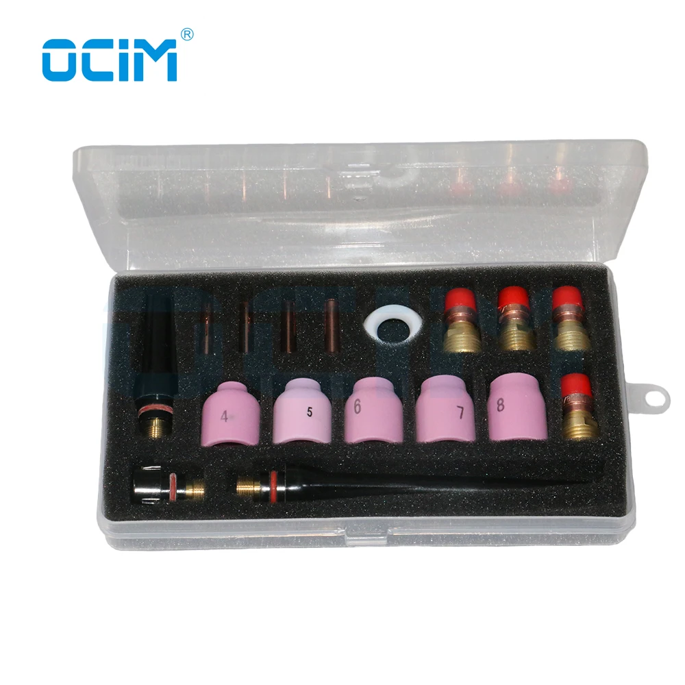 17 PCS Argon Tig Welding Parts Kit with Plastic Package For WP17 WP18 WP26 Tig Welding Gun