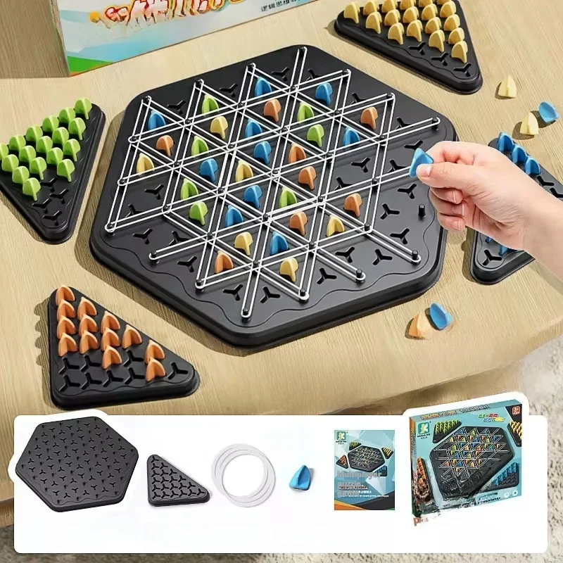Jeu d'échecs Triangle à chaîne, jeu d'élastique, jeu interactif éducatif, ensemble de combat pour cadeau de fête en famille