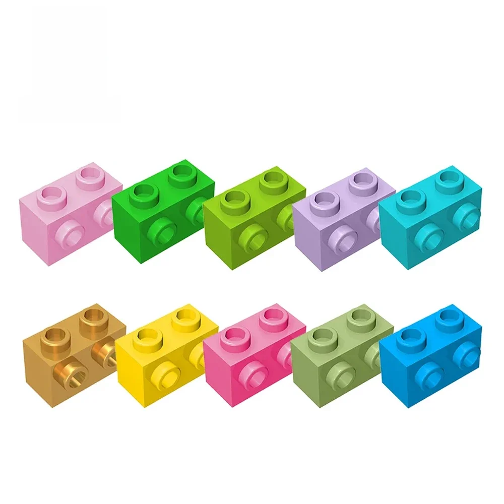Gobricks 10 pièces briques à monter soi-même 1x2 simple face avec adaptateur bosse assemble Compatible avec 11211 blocs de construction jouets classiques pour enfants