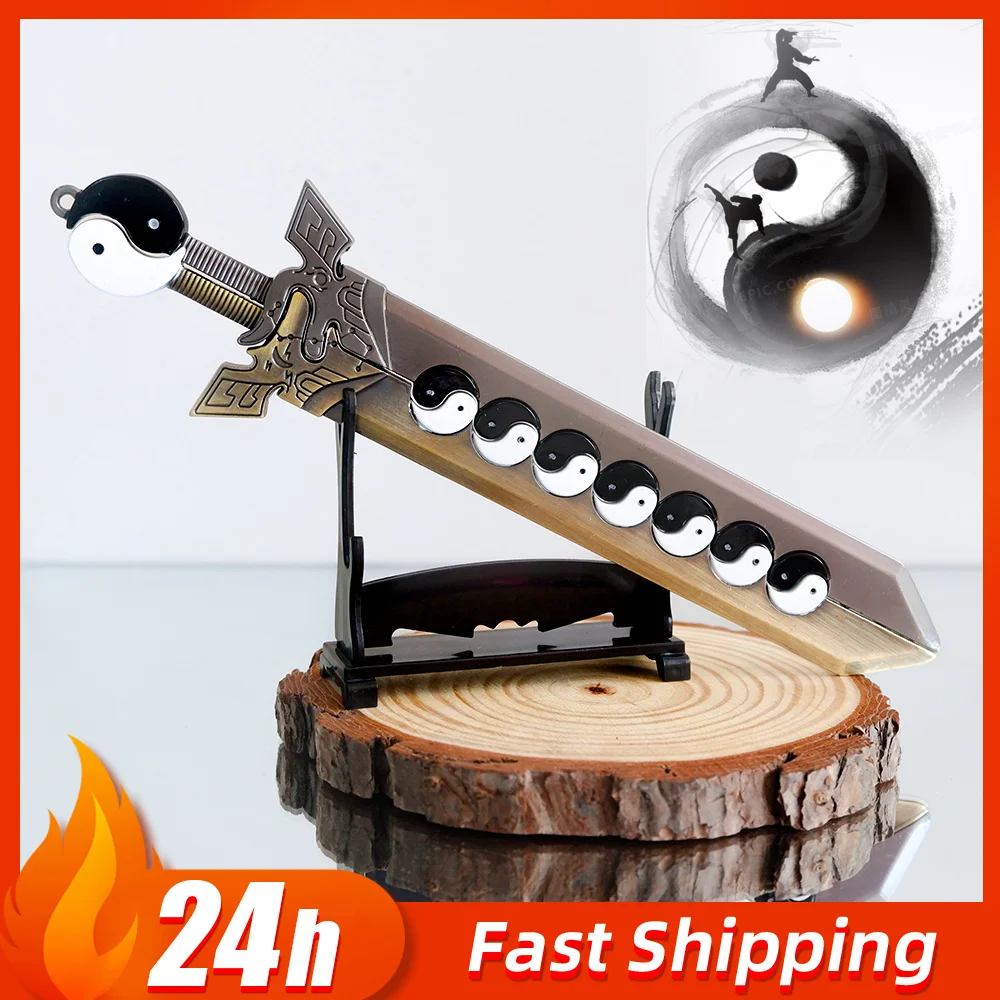 8.66in Tai Chi Bagua zwaard Koude wapens Oude Vechtsport Rekwisieten Zwaarden Model Metalen Ambachten Desktop Ornamenten Jongen Speelgoed Geschenken