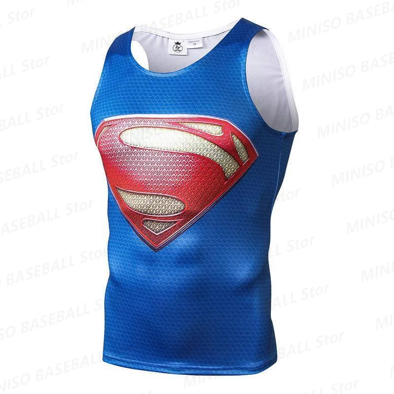 New Summer Marvel Superhero Kent Boy Sports Vest 3D Printed Blue Sports Top KID/Adult Quick-Drying Anime Breathable Sports Vest