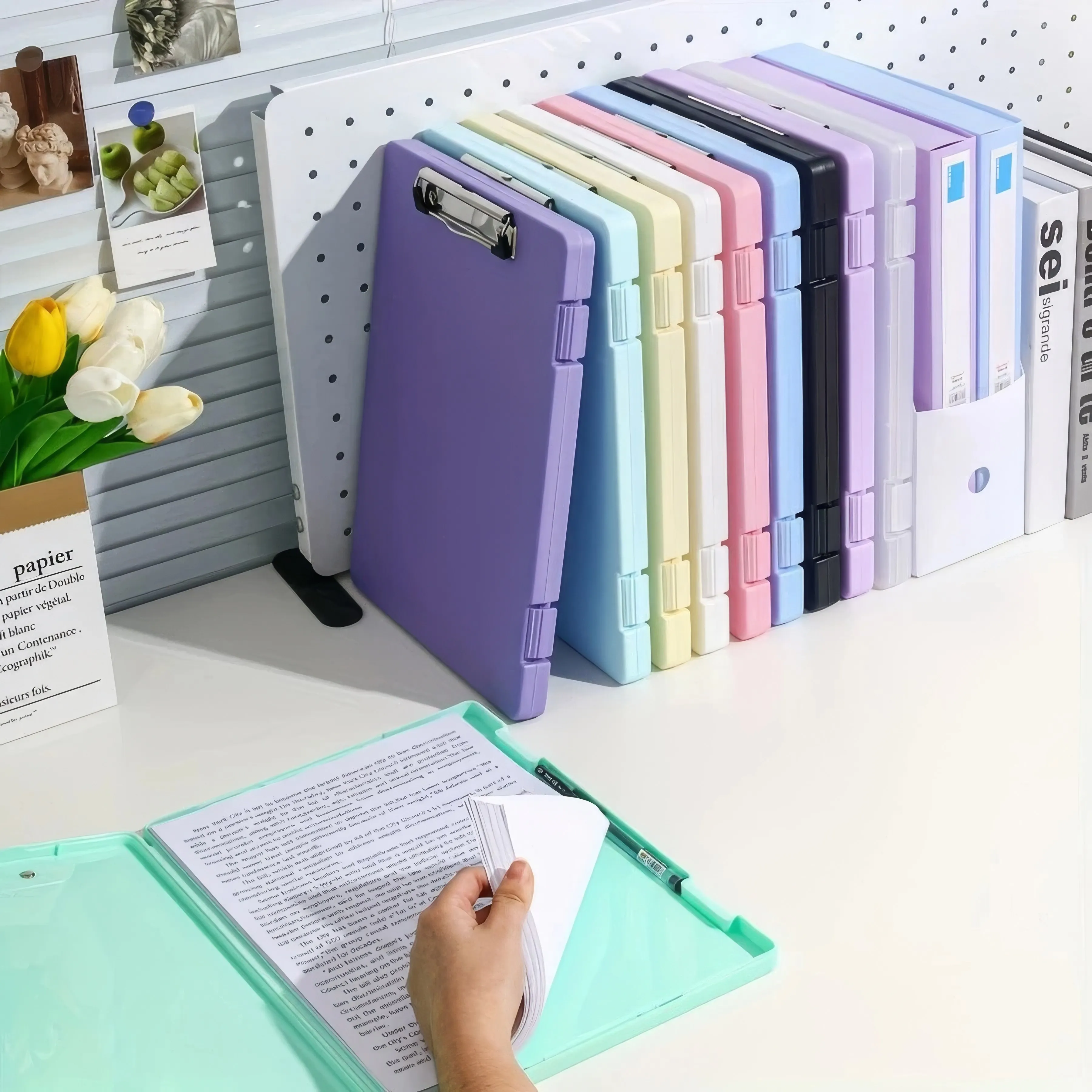 3 Color Folder Storage Boxes, Multifunctional Desktop Manager, Suitable for Daily Organization and Office File Storage