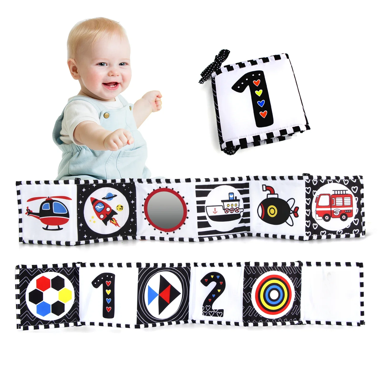 Livro Pano Sensorial Brinquedos Do Bebê De Alto Contraste 0-12 Meses Brinquedos Berço Recém-nascidos