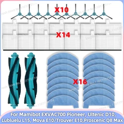 Pasuje do Proscenic Q8 Max, Mova E10, Trouver E10, Mamibot EXVAC700 Pioneer, Ultenic D10, Lubluelu L15 Części Szczotka Główna Szczotka Boczna Filtr Ścierka Mop Akcesoria