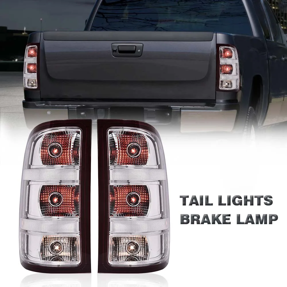 

1 Pair Clear Euro Rear Tail Light Fit for 2007-2014 Gmc Sierra Pickup W/ Bulbs Waterproof Snowproof Dustproof Car Accessories