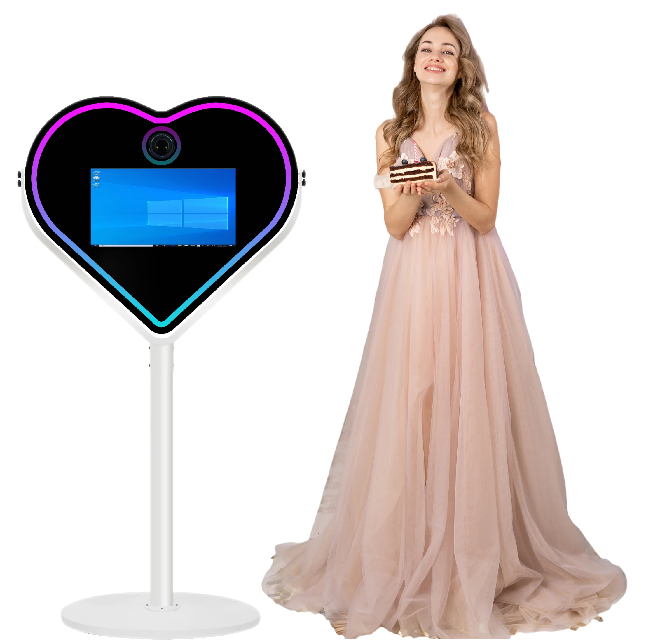 Portable Love Selfie Magic Mirror Machine Photo Booth Frame Case 21.5 Inch Touch Screen Photo Booth for Wedding Party Events