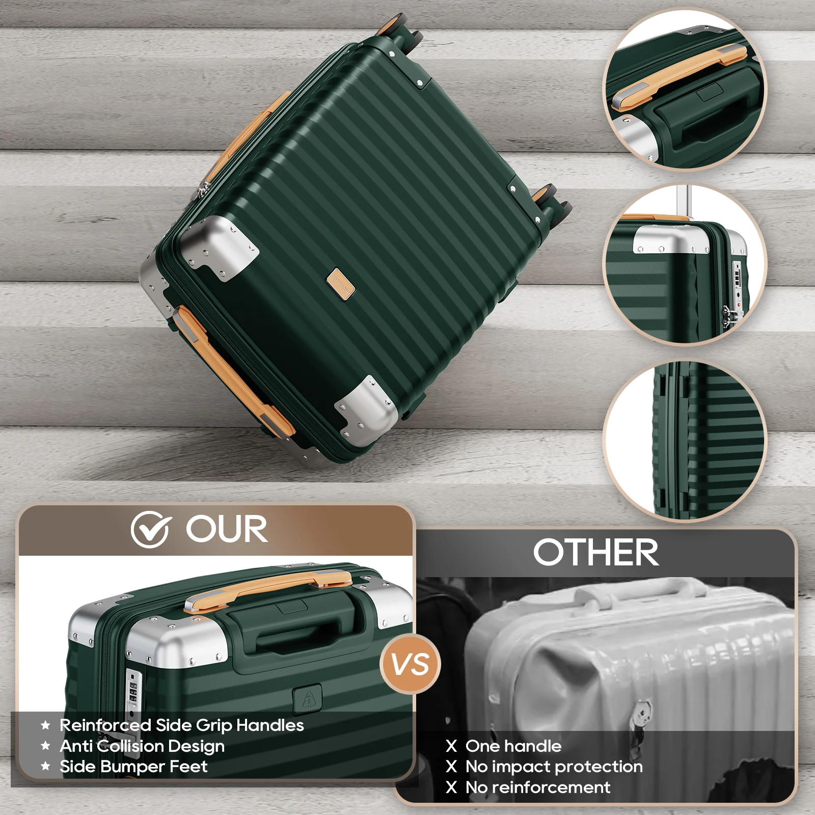 حقيبة حمل Joyway Carry on Luggage Airline المعتمدة بعجلات دوارة، حقيبة حمل ذات هيكل صلب خفيفة الوزن مقاس 20 بوصة مع قفل Tsa