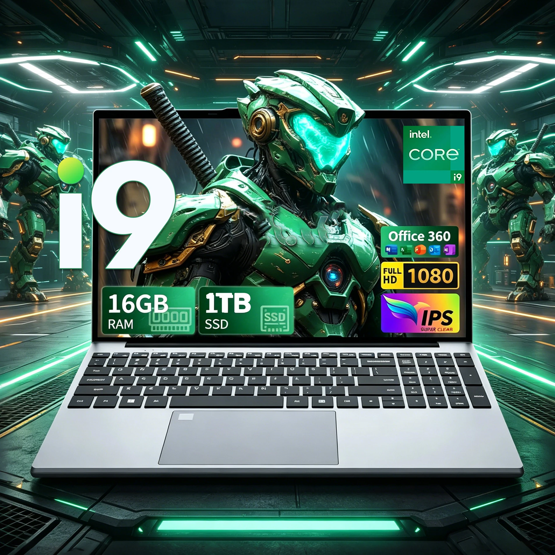 Portátil de 15.6 pulgadas Intel Core i9-9900U 16GB RAM 512GB 1TB 2TB SSD con retroiluminación de teclado, reconocimiento de huellas dactilares, ordenador para oficina, estudio y juegos.