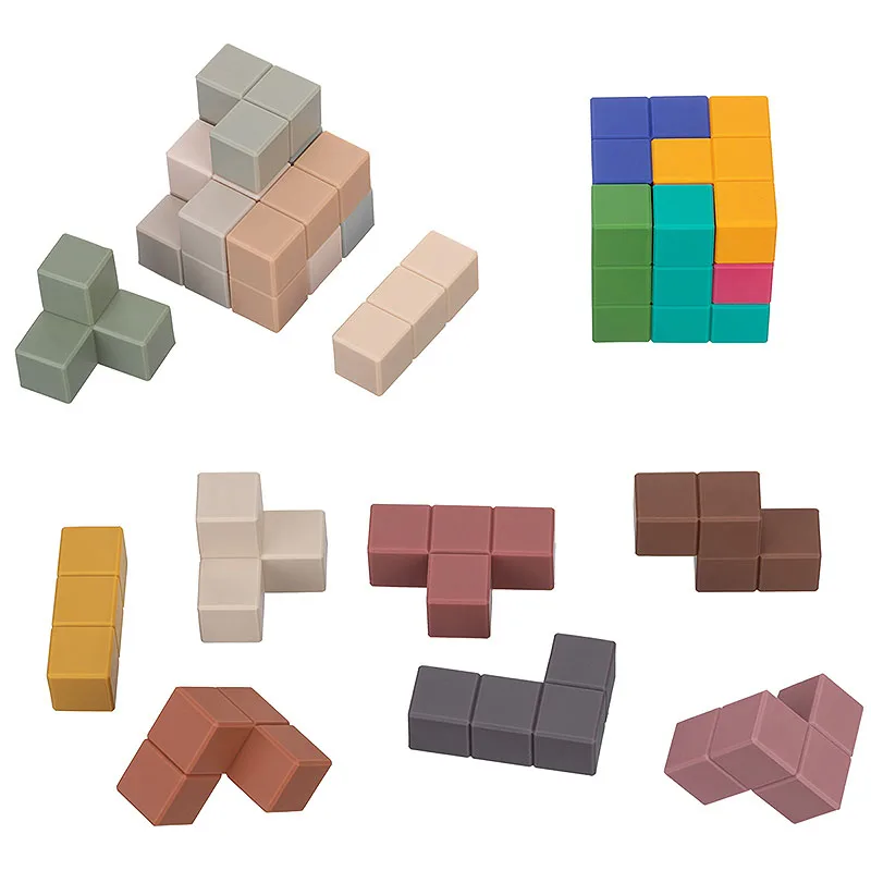 Building Block Toys Silicone alimentare riconoscimento della forma di giunzione arbitraria educazione della prima infanzia per il cubo Montessori del bambino