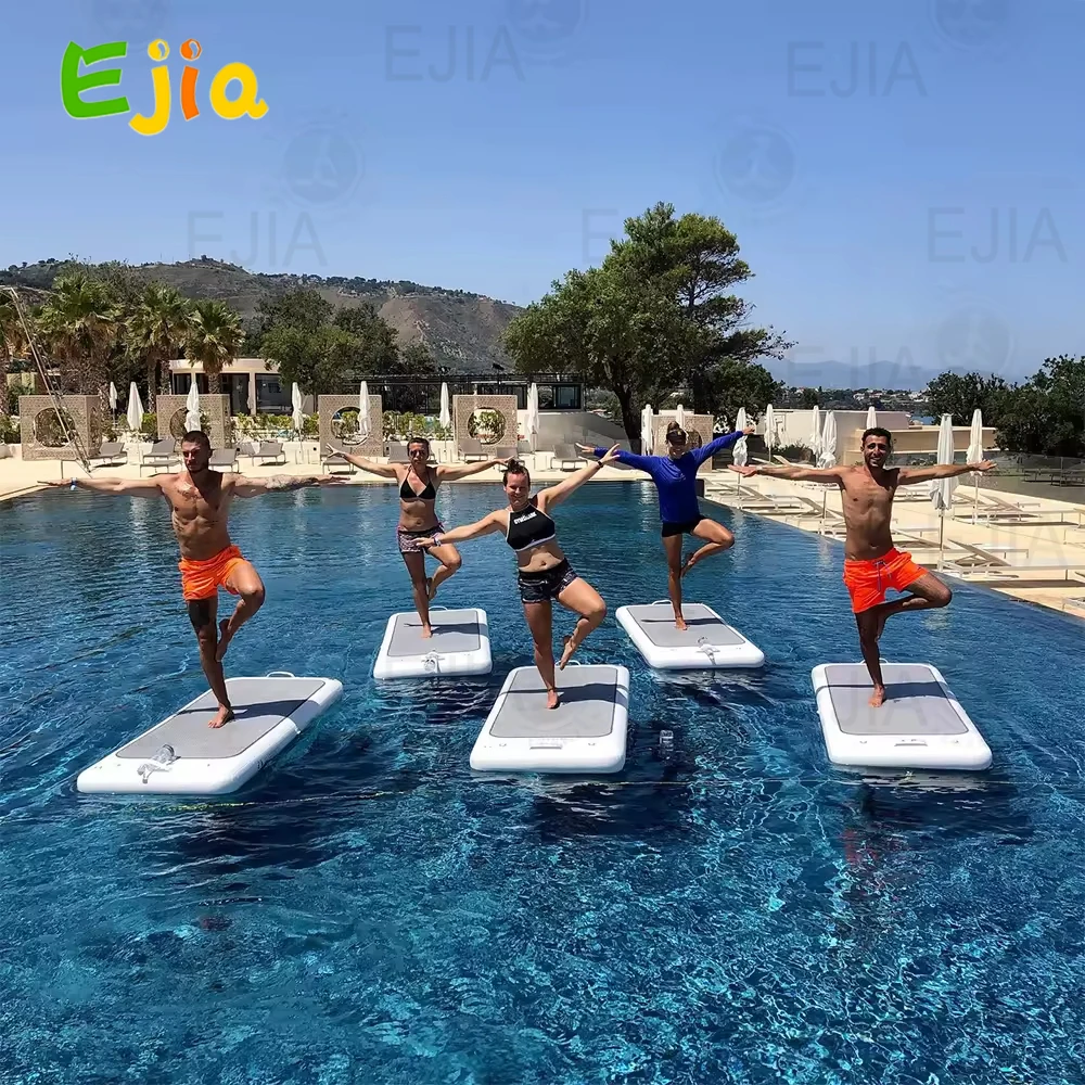 Custom 220 cm  Inflatable Water Yoga Mat Water Fitness Mat Inflatable Floating Yoga Pod Platform For Pool  or  Water Sports