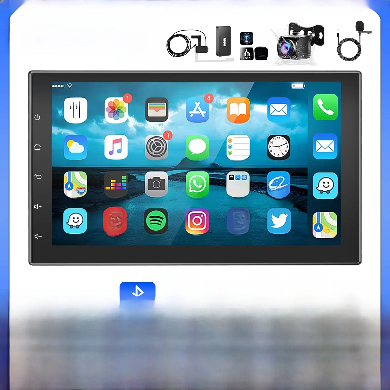 ESSGOO Autoradio Wireless CarPlay Android Auto Dubbel 2 DIN Android 13, 7-inch scherm, HD FM-radio, GPS RDS, WiFi, Bluetooth, touchscreen, hoofdunit 4+64G, DAB+AHD, camera. - afbeelding 2