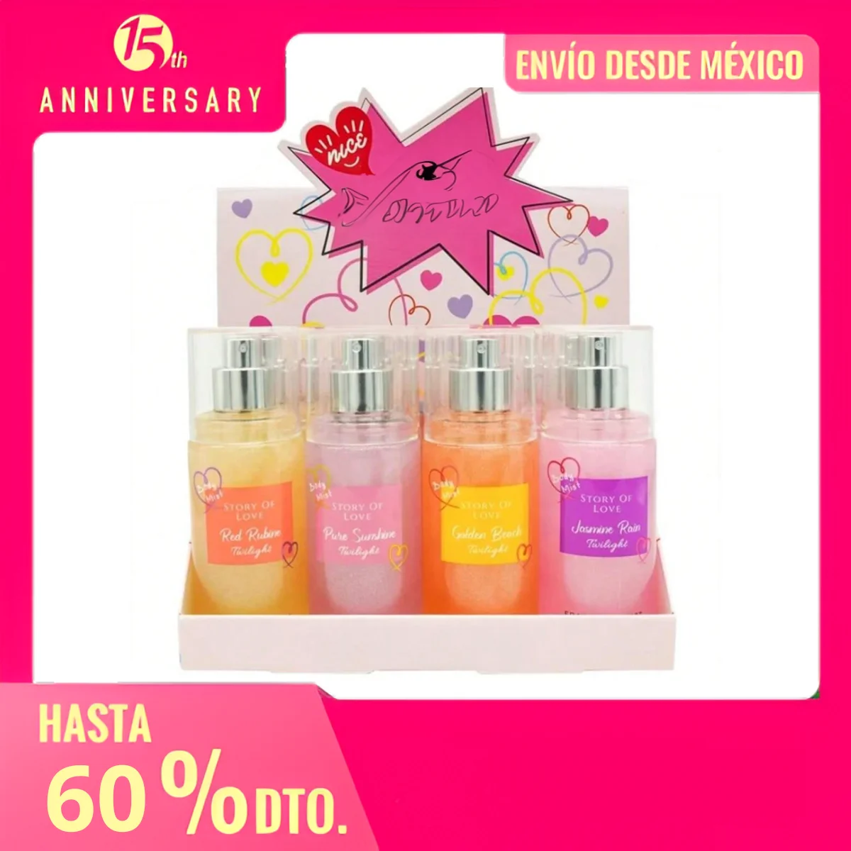 1 Set 4 Piezas Sorpresa 88ml Body, Locion Story Of Love