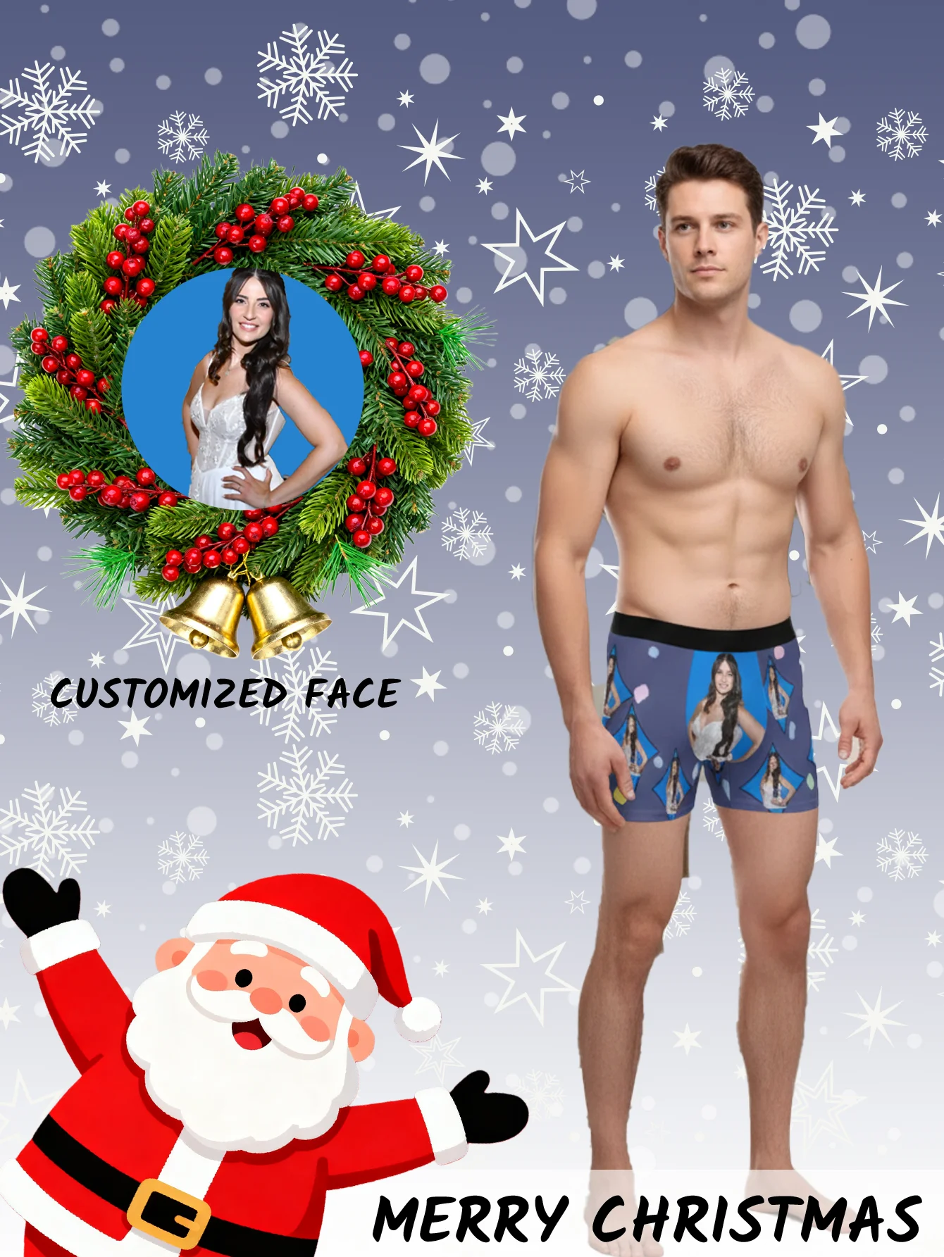 

Персонализированное нижнее белье с фотографией лица, трусы-боксеры на заказ, мужской подарок на день Святого Валентина для мужа, подарок на годовщину для папы
