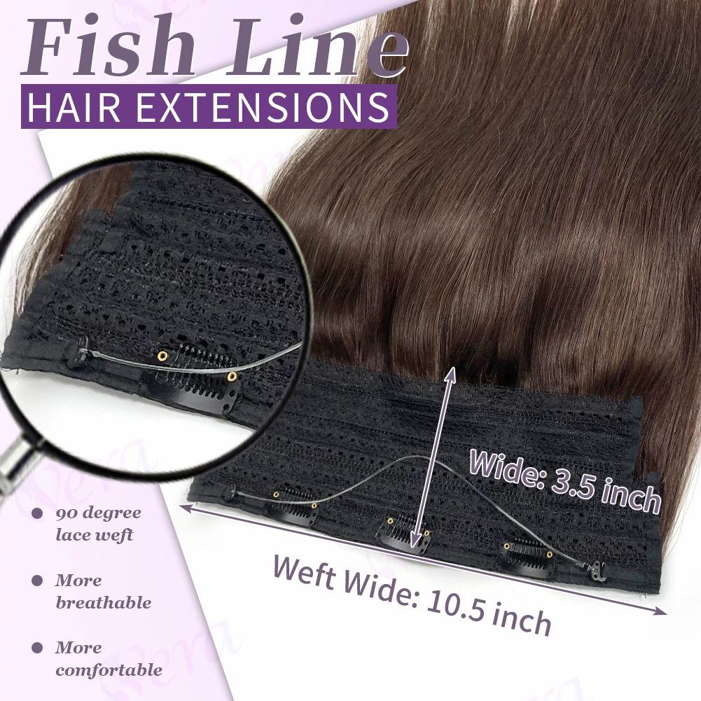 Wire Extensions 26 Inch Dark Brown Wire Hair Extension Long Hair Piece Dark Hair Clip In Extensions Real Human Hair Wire Brown