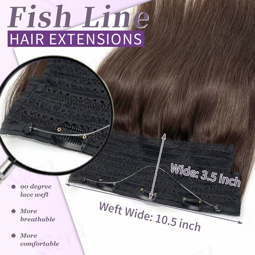 Imagen 2 del producto Wire Extensions 26 Inch Dark Brown Wire Hair Extension Long Hair Piece Dark Hair Clip In Extensions Real Human Hair Wire Brown