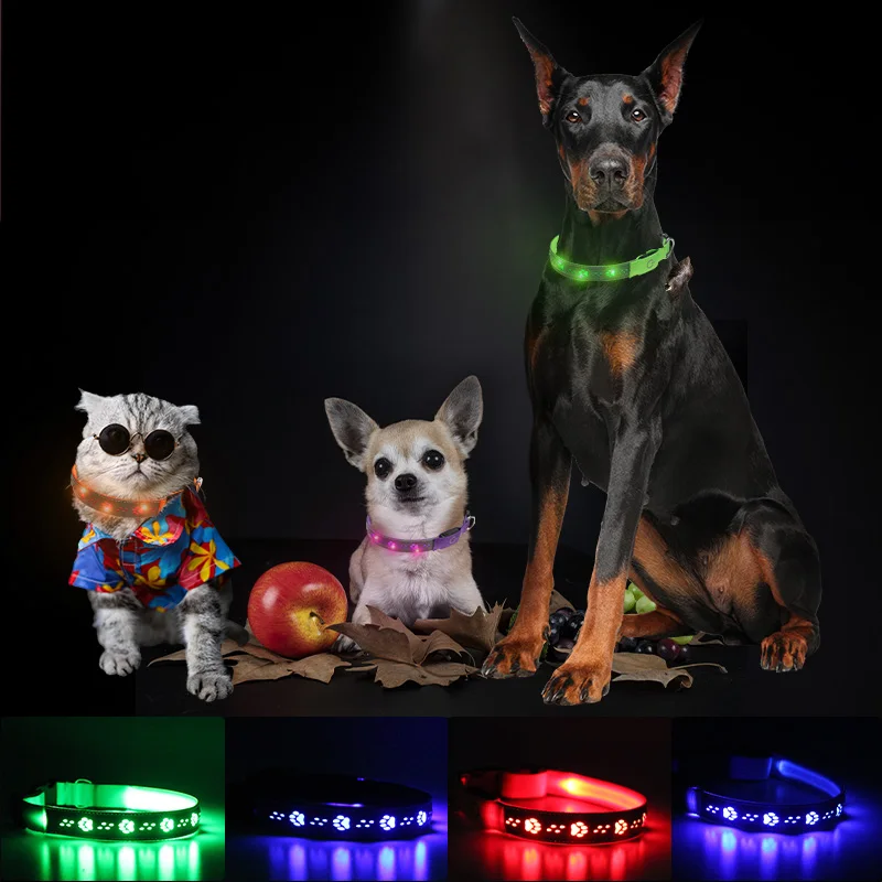 LED Dog Collar Light Up Dog Collar Adjustable Usb Rechargeable Super Bright Safety Light Glowing Dog Collars For Small Dogs