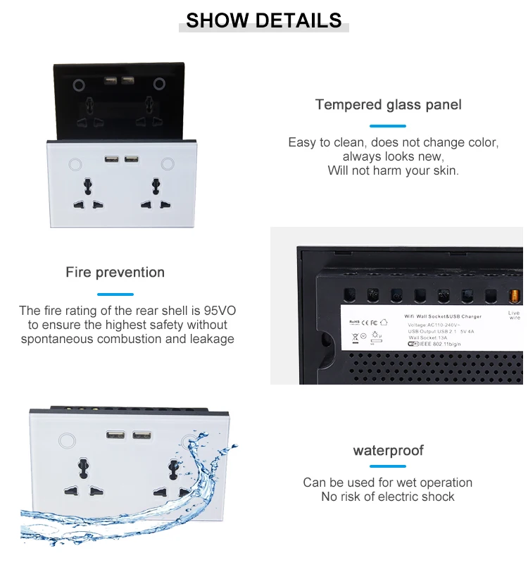 Imagem -04 - Zigbee-tomada Inwall Inteligente Universal Tomadas com Carregador Usb Duplo Funciona com Tuya Alex Google