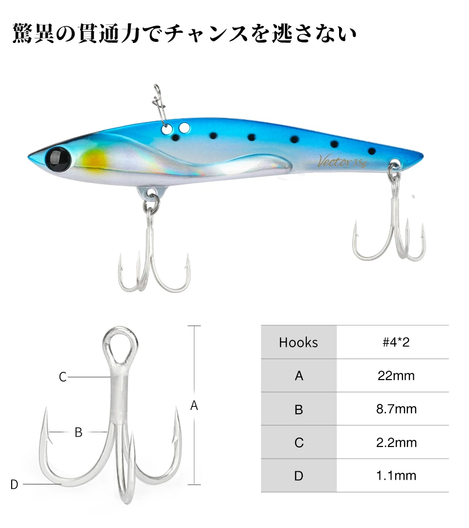 TSURINOYA 4PCS Angeln Locken 105mm 35g Metall VIB Locken Fern Bass Köder Volle Schwimmen Schicht Künstliche köder – Detail 13