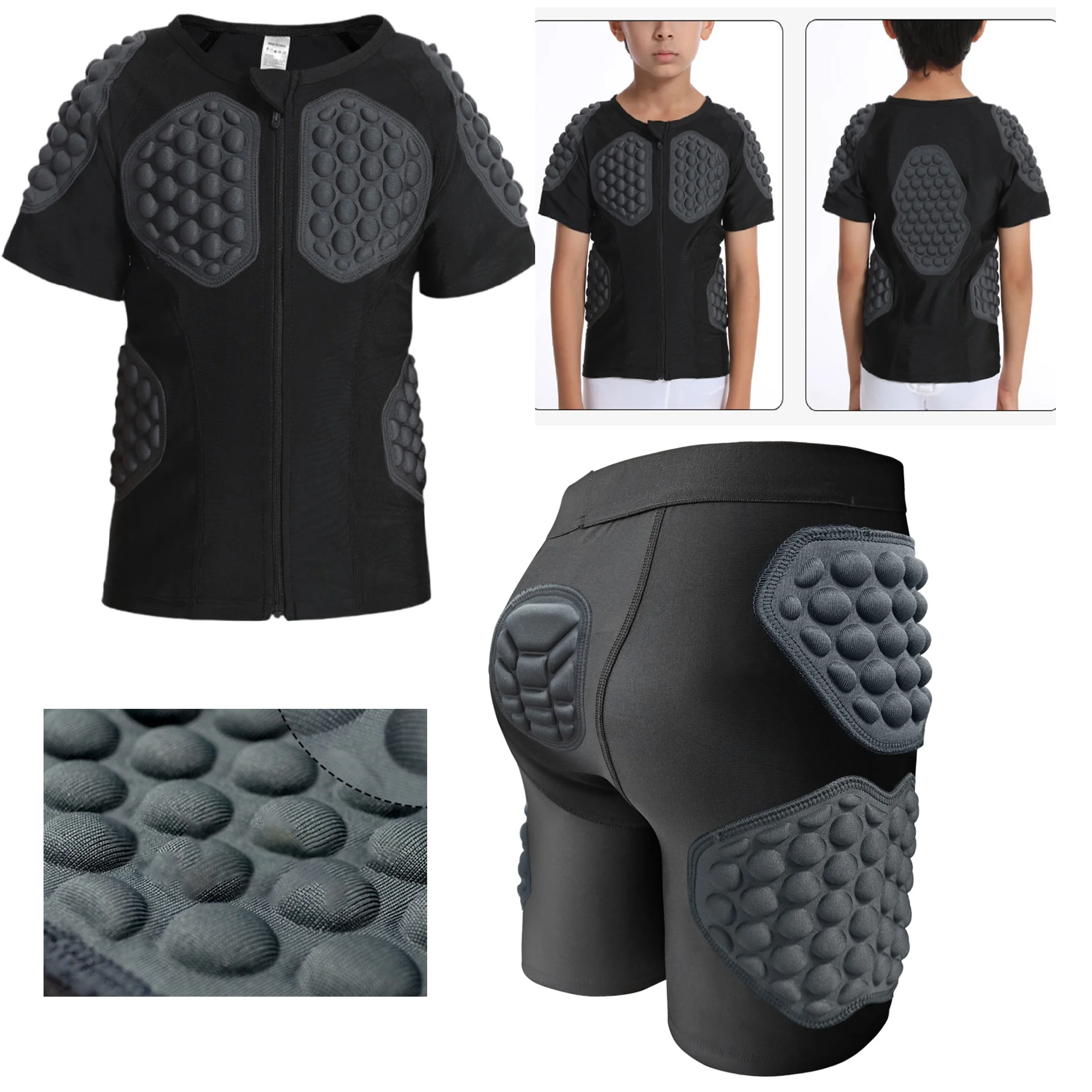 

Children's Padded Training Shorts or Kids Padded Compression Top Sports Guard for Cycling Lightweight Hip & Thigh Guards