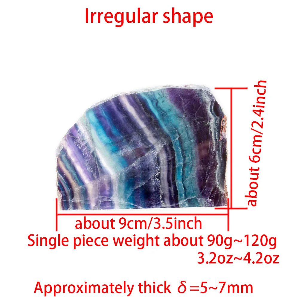Raw Rainbow Fluorite Ore Slice Iris Mirror-Like Unique Hand-Cut Unmodified High-End Art Decor