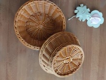 Imitation Rattan Round Fruit Basket Sundry Storage Basket Hand-Woven Picnic Food Storage Box Home Kitchen Storage Supplies - AliExpress 