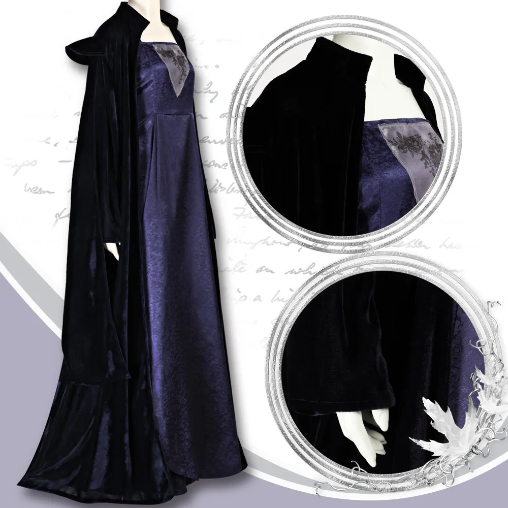 Disfraz de Cosplay de Sola Naberrie Vestido Largo Morado con Capa Traje Galáctico de Rol para Mujer Fiesta de Halloween