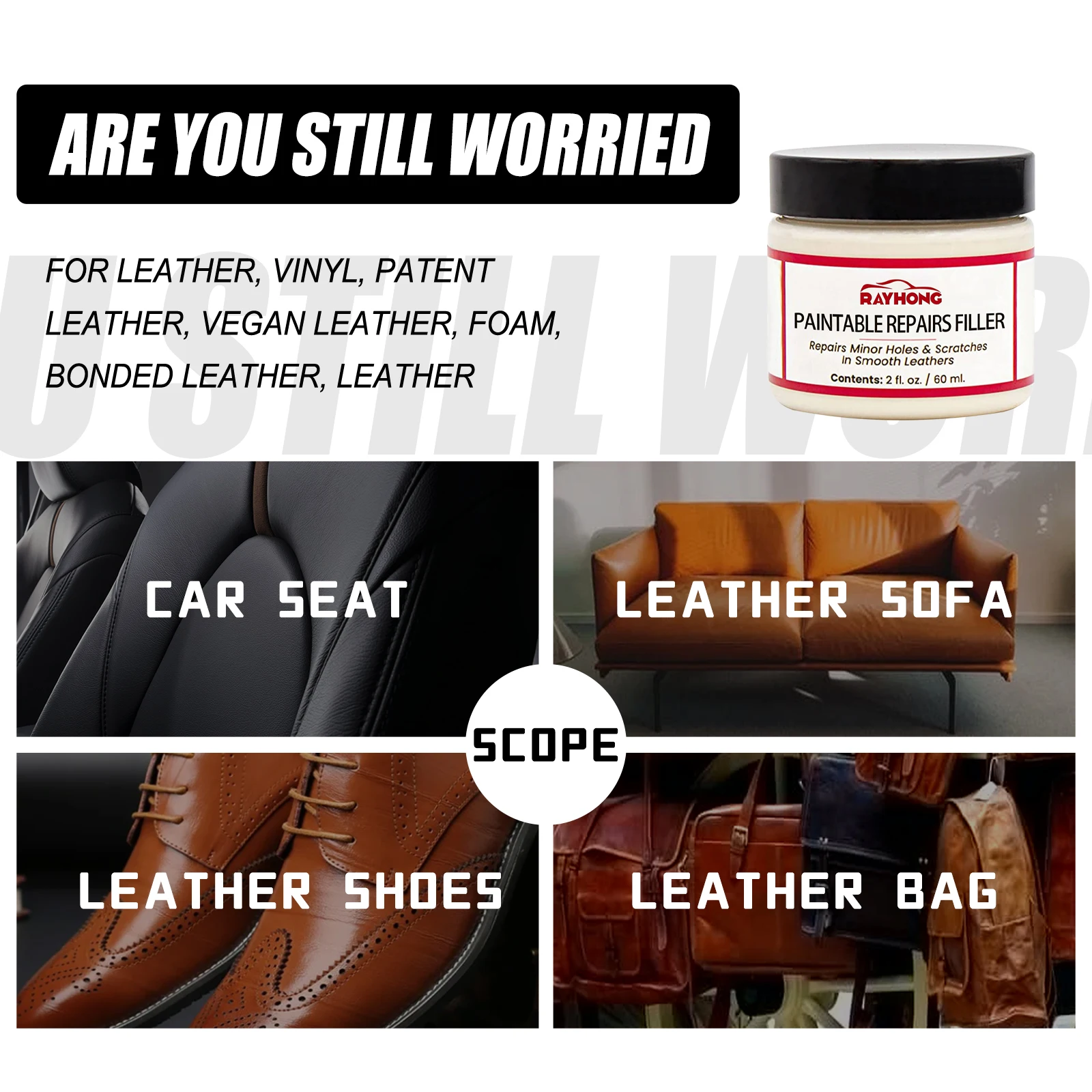 Rayhong Repairable Filler Can Be Painted Car Seat Scratch Repair Cream Leather Goods Repair Repair Cream