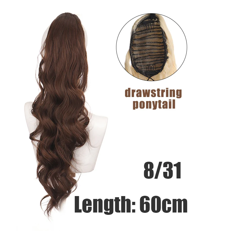 TALANG synthesis Ponytail  Drawstring Clip In Long Wavy Hair Extension Brazilian Remy Hair Body Wave Drawstring Ponytail Hair Ex