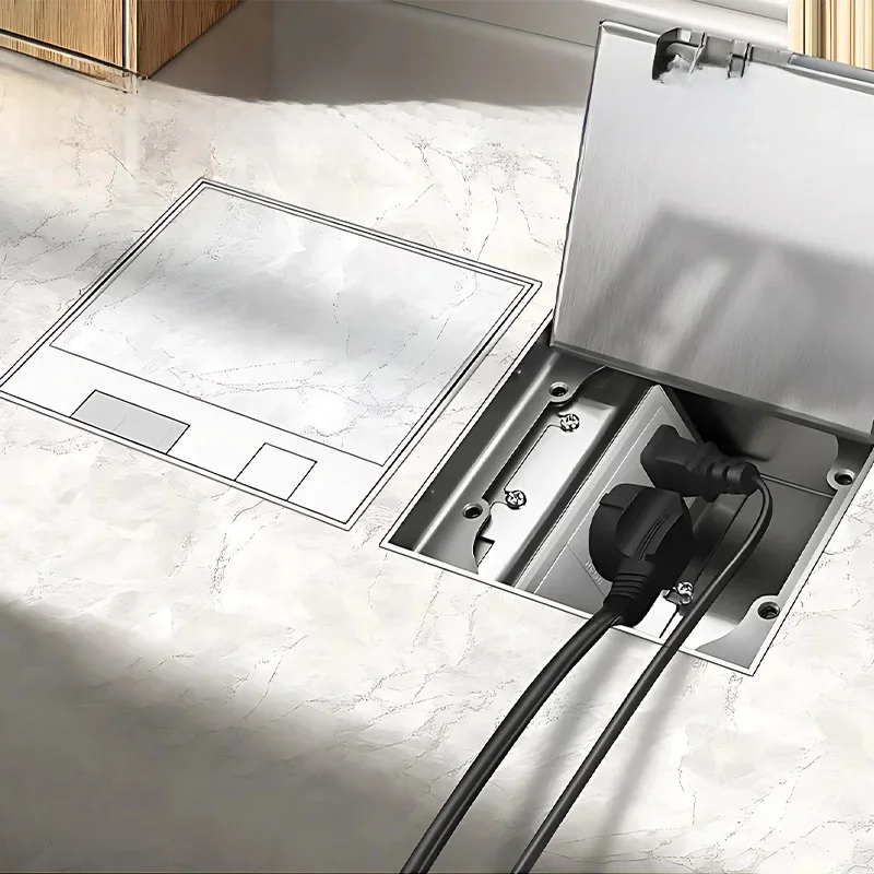 IMAAND-Prise Électrique Encastrée en Acier Inoxydable 304, Prises de Sol Européennes de 130mm, Prises UE spatirées Durables