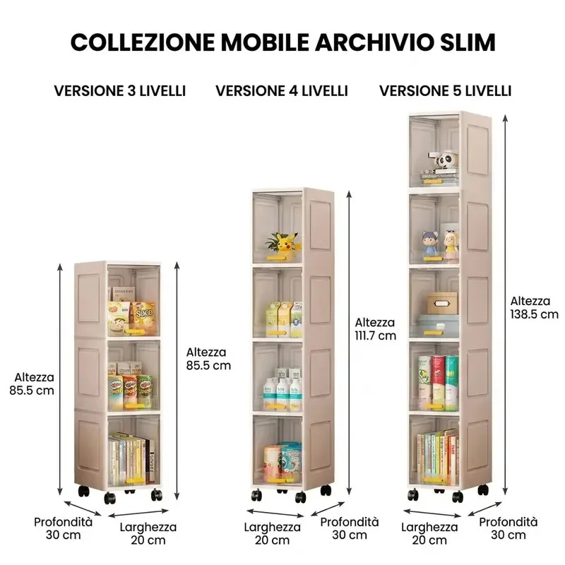 3/4/5 Layer Foldable Storage Box Narrow Seam Storage Cabinet with Wheel Household Living Room Sundries Clothes Organizer Cabinet