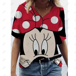 New Hakuna Cute V-neck Women T Shirt Harajuku 90s Disney Mickey Minnie Mouse T-shirt Cartoon Tshirt Graphic Printed Top Female