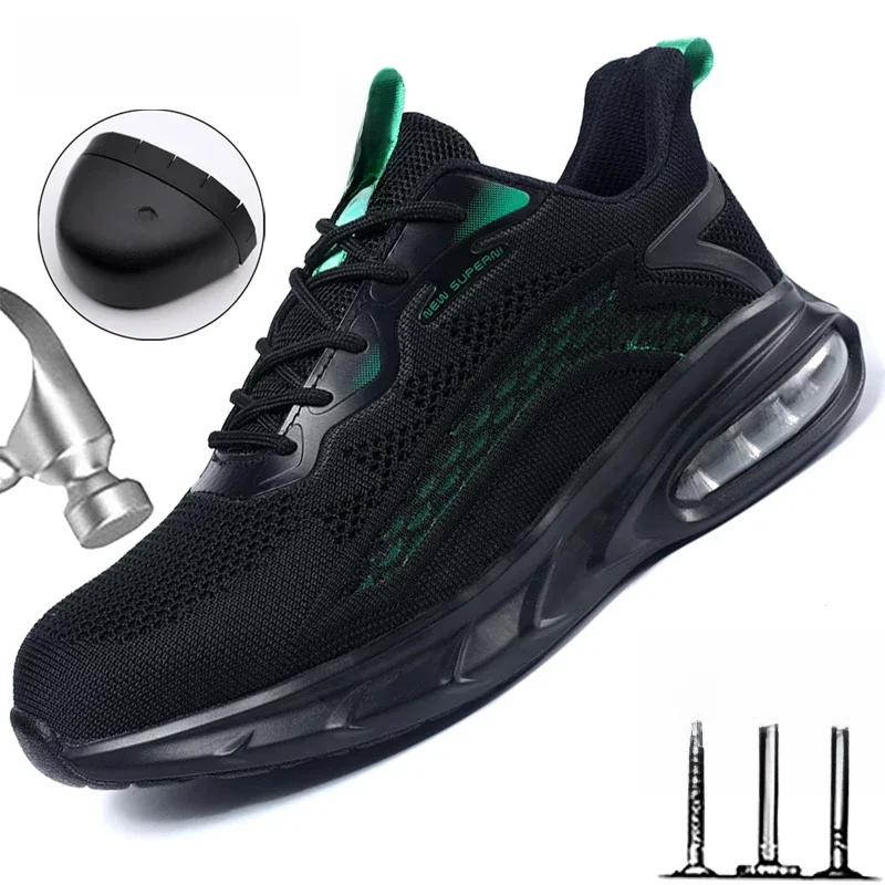 Veiligheidsschoenen Heren Dames Luchtkussenschoenen Werksneakers Stalen neus Onverwoestbare schoenen Ademende lekvrije herenlaarzen - afbeelding 2