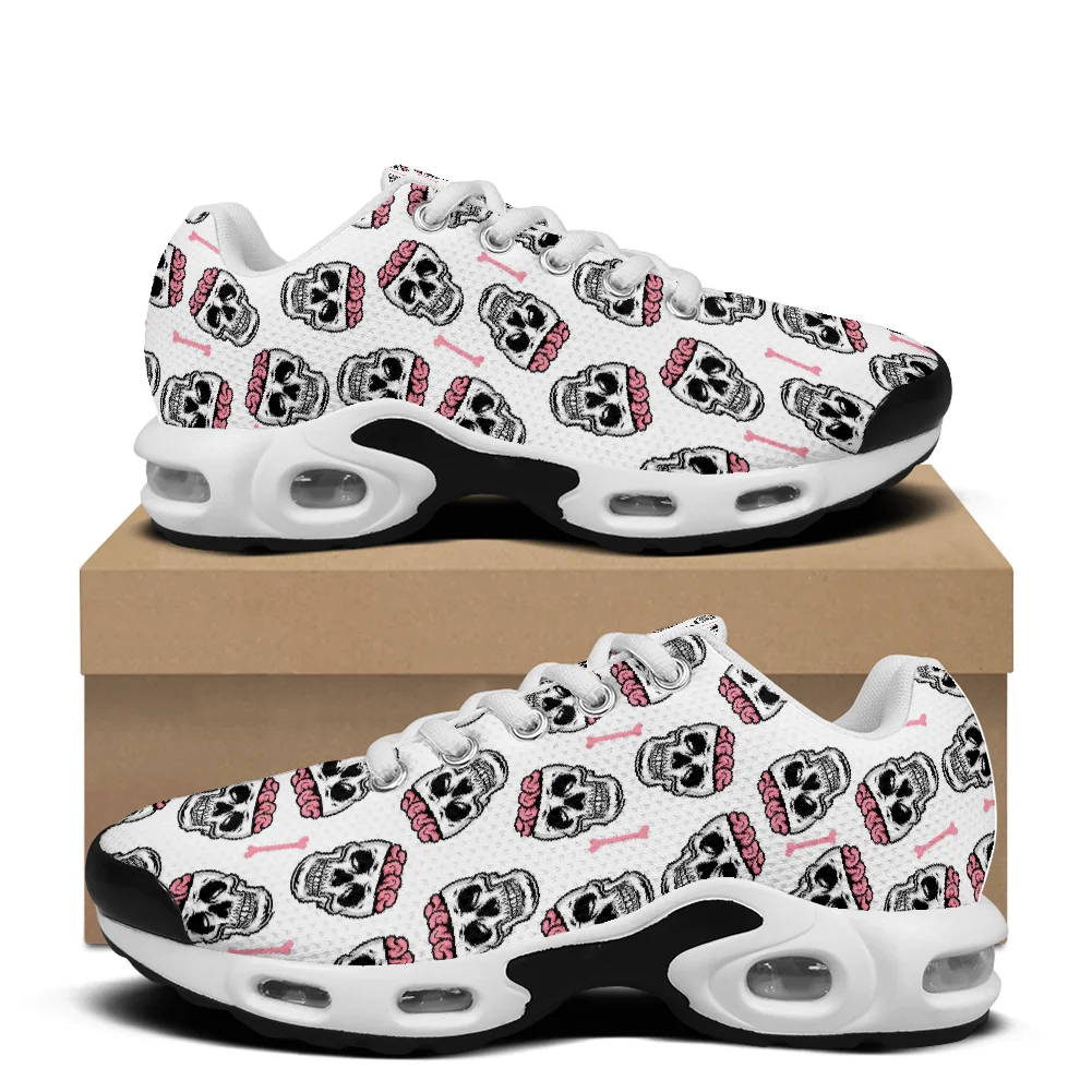 

Black and pink skull print casual air-cushioned shoes breathable mesh upper athletic sneakers for man and woman sport shoes