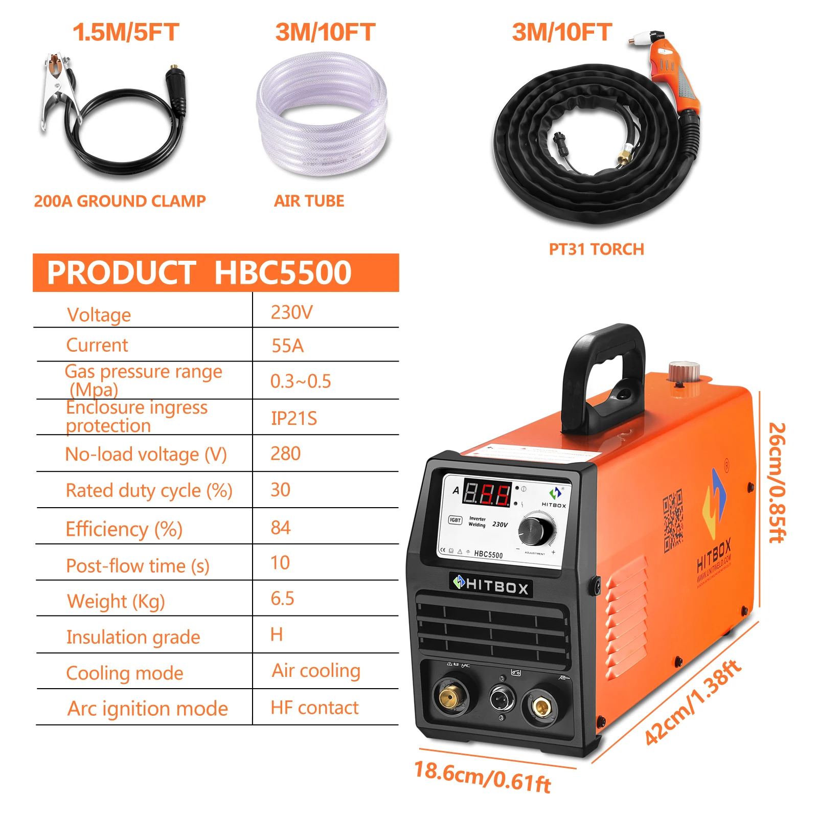 HITBOX 220V Plasma Cutter Welding Machine Fit 0.1-13mm Aluminum Copper Carbon Galvanized Stainless Steel For Soldering HBC5500