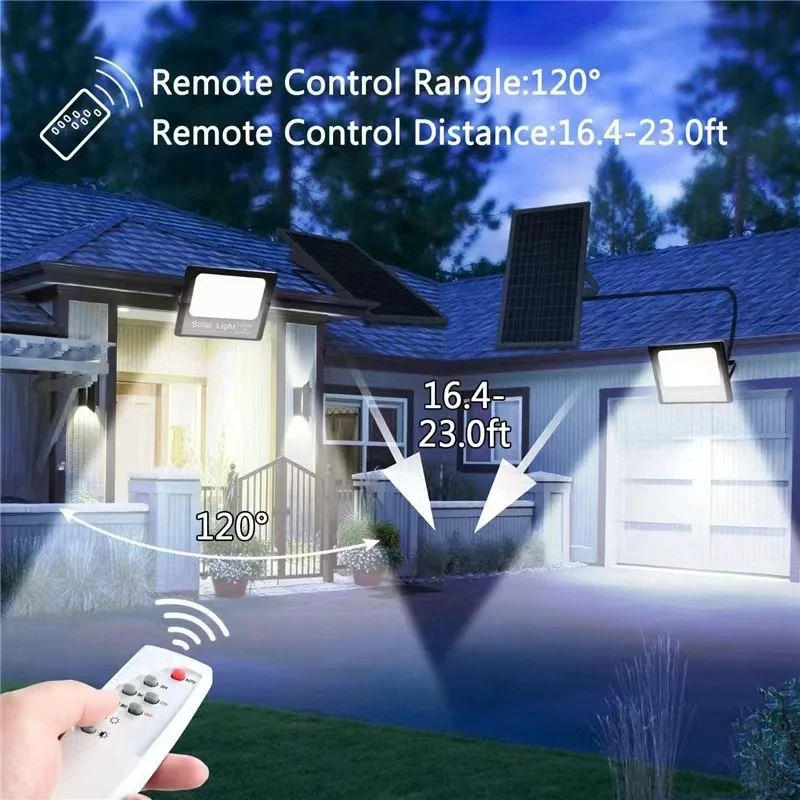 Imagem -05 - Projector Led Solar para Exterior com Controlo Remoto Iluminação de Garagem Alta Potência Ultra Brilhante Holofote Impermeável Casa Pátio Novo