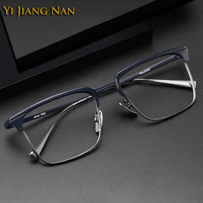 

Men Square Prescription Glasses Frame Top Quality Acetate Pure Titanium Optical Business Light Eyewear Eyeglasses Spectacles