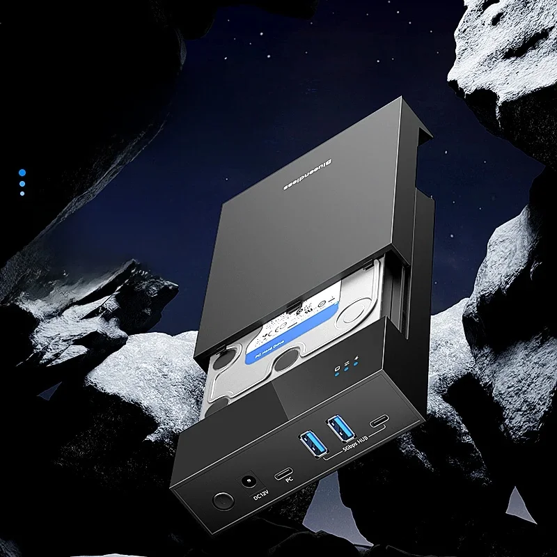 Blauwendeloos 2,5/3. 5 HDD/SSD-behuizing met USB3.0 HUB-ondersteuning 18 TB TYPE C NAAR SATA Adapter gereedschapsvrije HDD-behuizing met 12V Power ada - afbeelding 2
