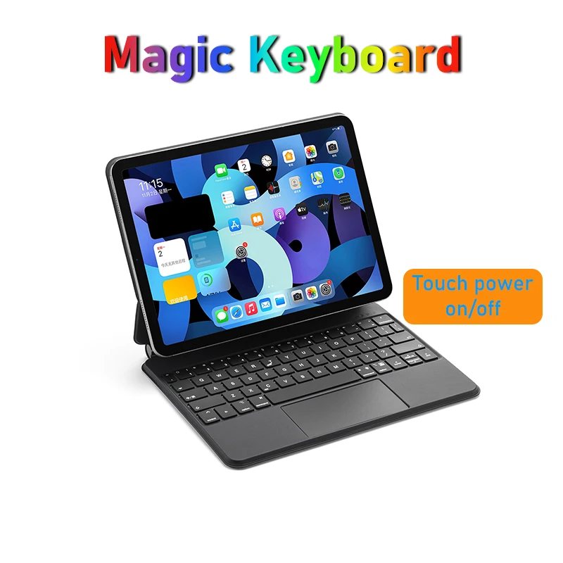 Imagem -03 - Teclado Retroiluminado Magnético Recarregável sem Fio Bluetooth Magic Touch para Acessórios Apple Ipad Pro 10.9 11 12.9 Air 2023 Novo