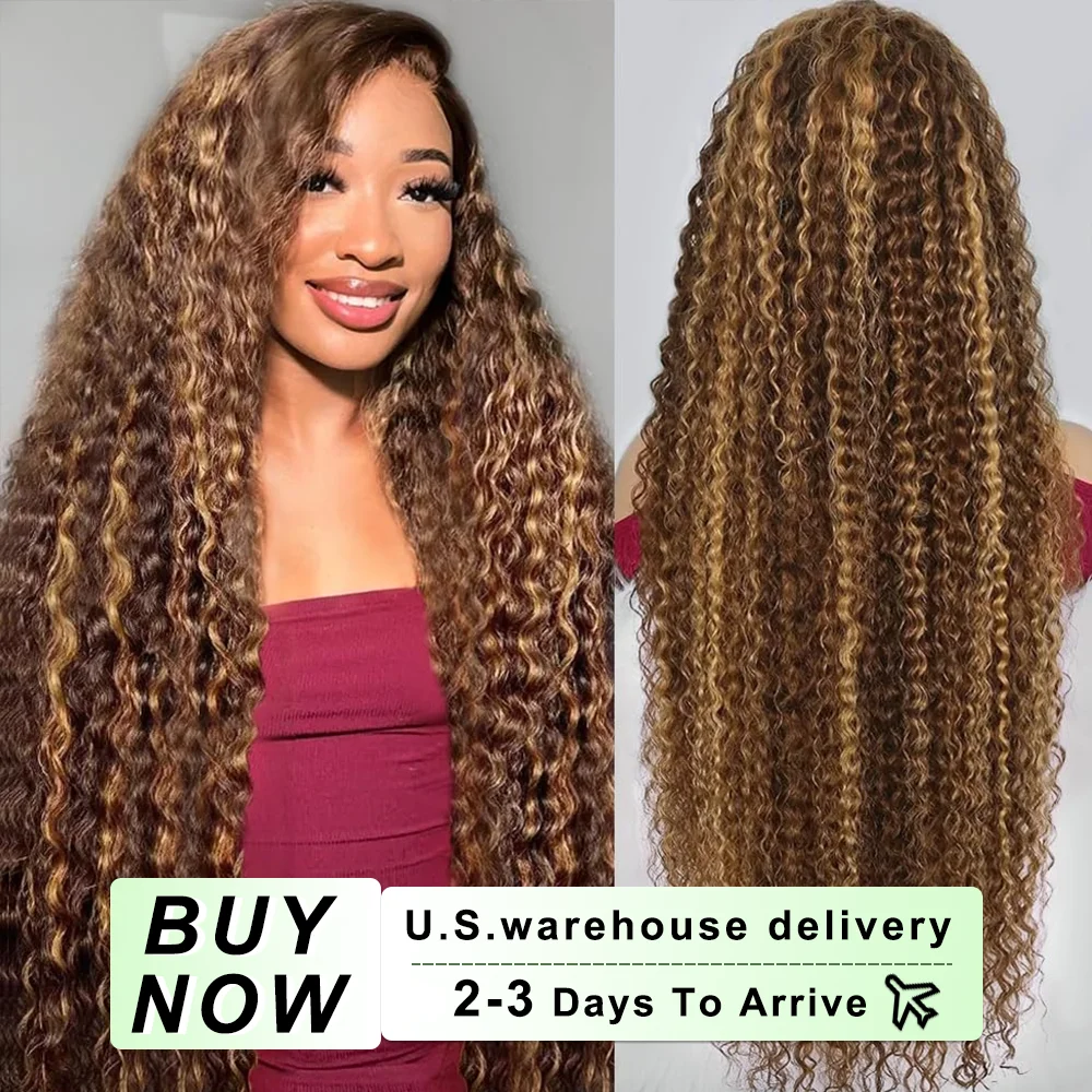 

250 Density Highlight 13x6 HD Deep Wave Lace Front Wigs Human Hair 30 40Inch Curly Wig PrePlucked Lace Frontal Wigs Human Hair