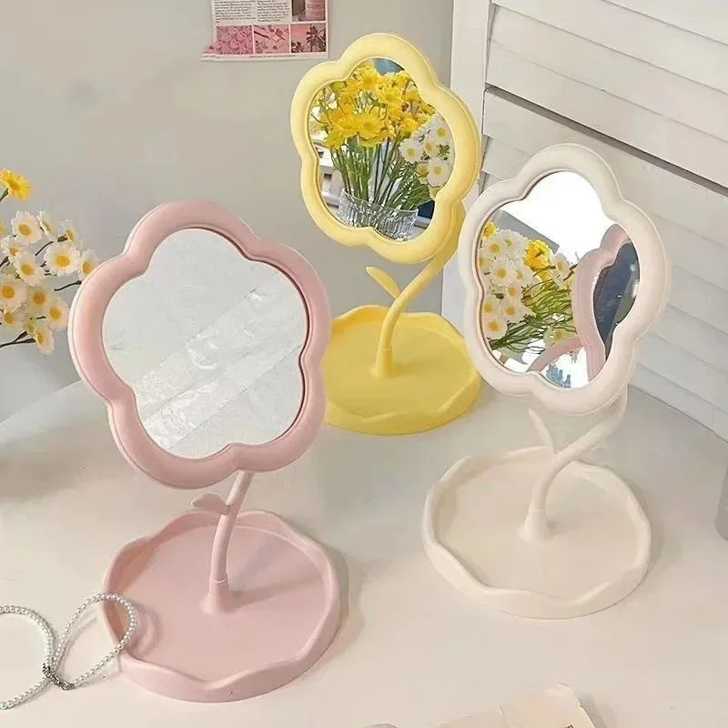 Lustro na biurko Lustro kwiatowe Kreatywne lustro na biurko w akademiku Online Celebrity Gao Yan Value Lustro do sypialni Lustro do wystroju domu — zdjęcie 2