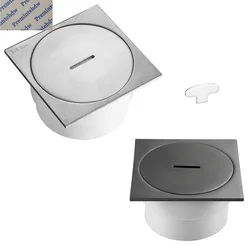 1Pc 304 Stainless Steel Square Round Floor Cleanout With Slotted Plug For Drain Pipe