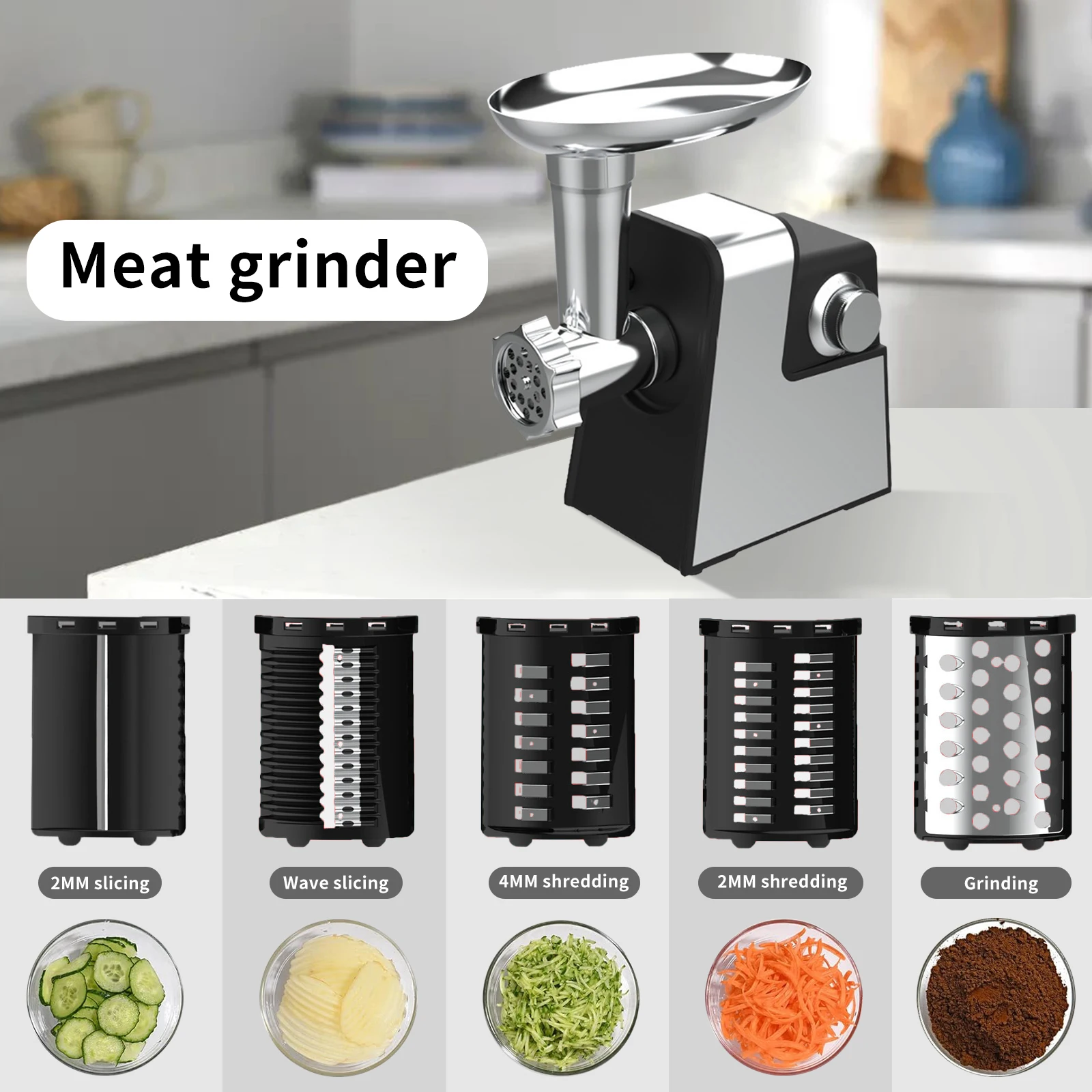 Electric Meat Grinder 400W Stainless Steel Heavy Food Processing Mincing Meat, greening and Juicing Meat Grinder