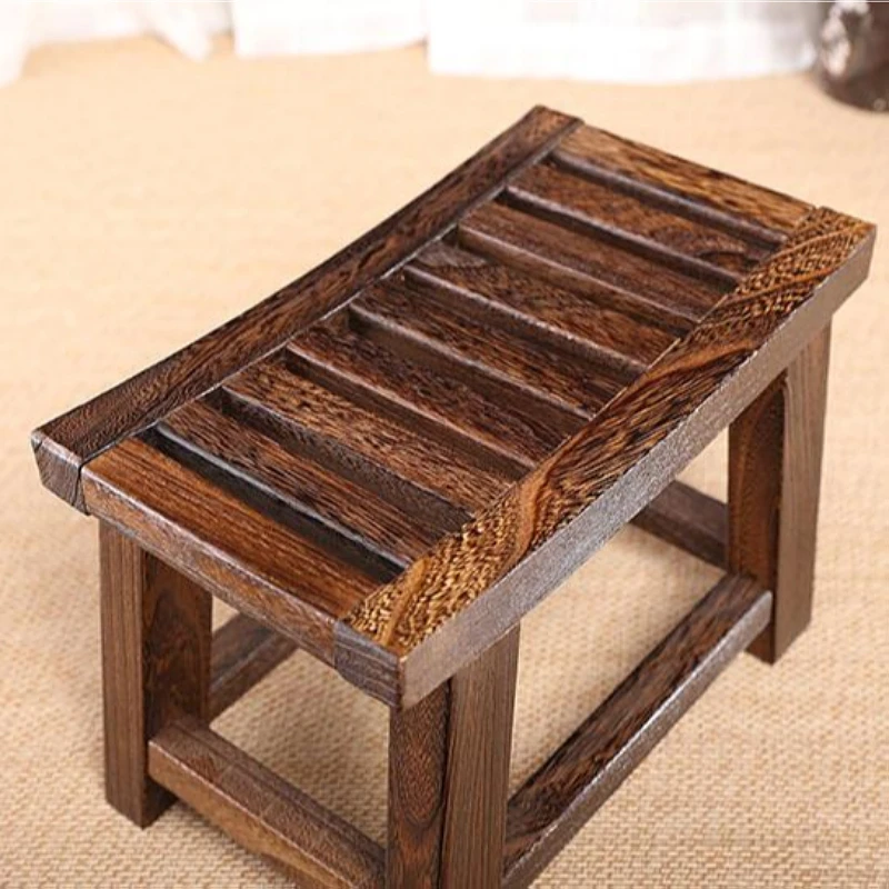 Japanese Antique Wooden Stool Bench  Paulownia Wood Asian Traditional Furniture Living Room Portable Small Wood Low Stool Design