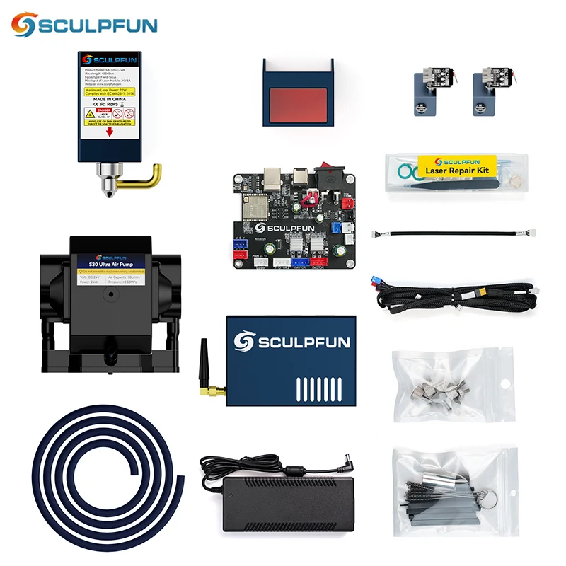 

SCULPFUN S30 Ultra-33W Upgrade Kit Package Comes with 33W Laser Module 32-bit Motherboard High-speed Air Assist Pump