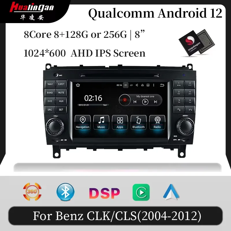 

Hualingan For Mercedes CLK W209 Radio CLS W219 Android Head Unit Carplay 8" Touch Screen Car Multimedia Stereo 4+64GB WIFI DVD