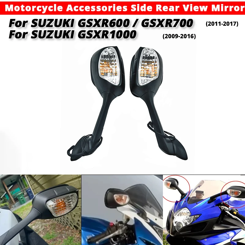 Para suzuki gsxr600 gsxr700 gsxr1000 suzuki GSXR-600 GSXR-700 GXSR-1000 2009-2017 acessórios da motocicleta espelho retrovisor lateral