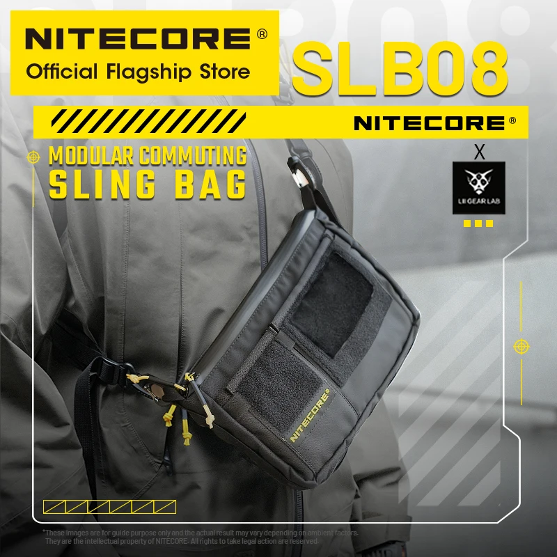 NITECORE SLB08 Modular Commuting Sling Bag Black Crossbody Bag 2L 500D Nylon Tactical Shoulder Bag For iphone Xiaomi Power Bank