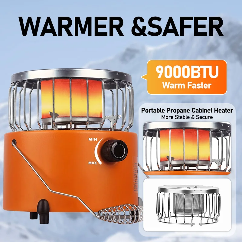 

2-in-1 Portable Gas Heater and Stove Propane Powered Outdoor Camping Heater for Hiking Ice Fishing Patio Backyard Warmth Cooking