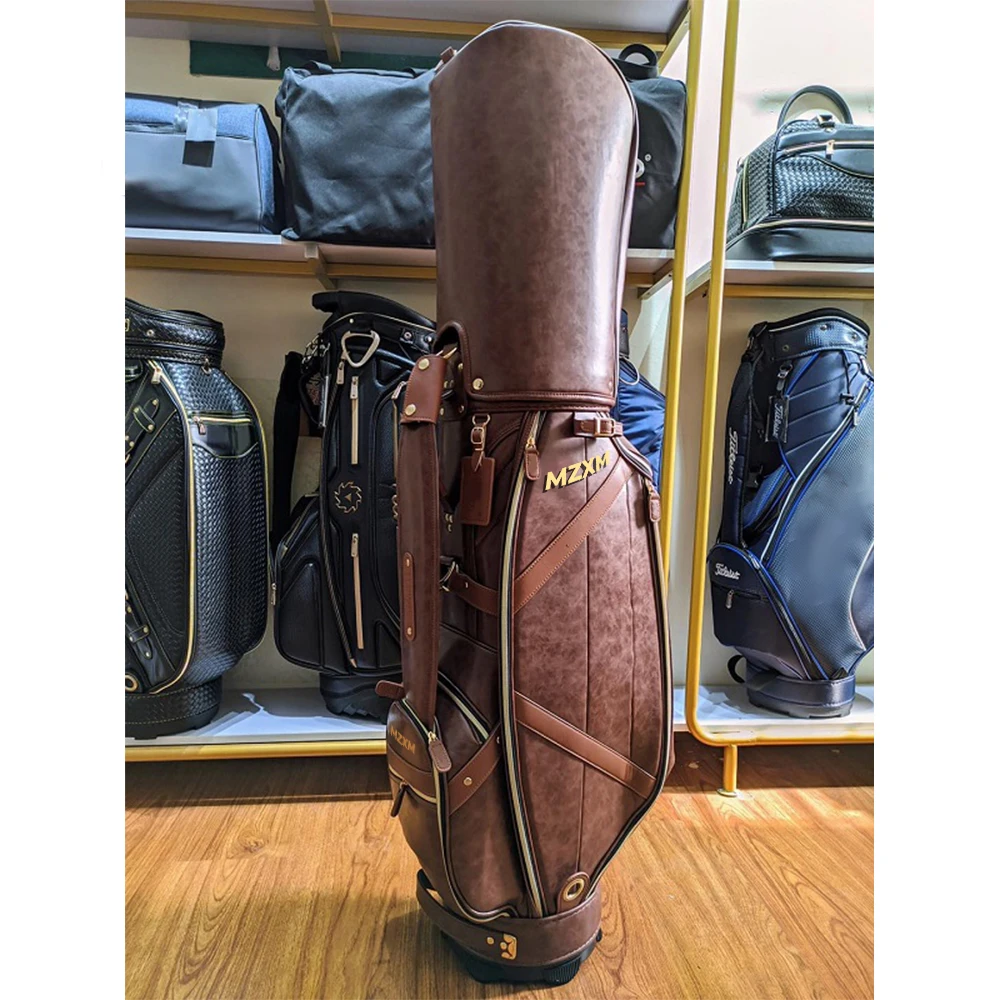 2024 Hot Golf Club Bag for Men Gentleman Style Highly Durable Golf Caddy Bag PU Waterpoof High Quality Leather Men's Golf Bag