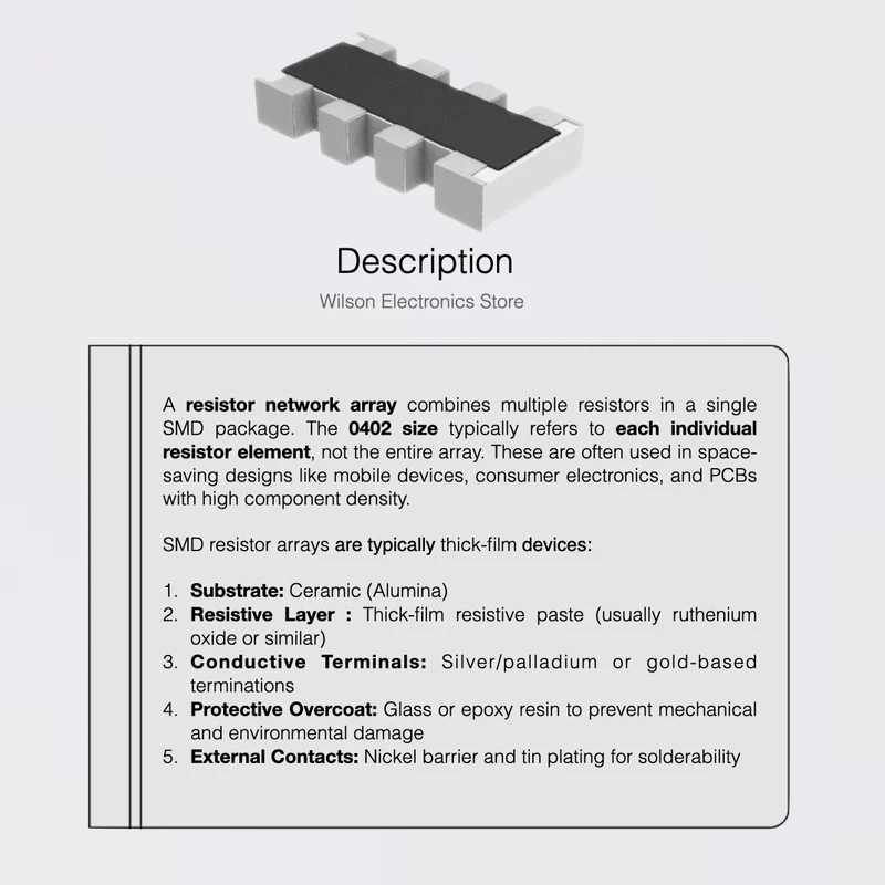 100 Pz/lotto NUOVO 0402 Resistore di Rete SMD Array 5% 1000Ω 8P(2*4P) Resistore di Rete SMD